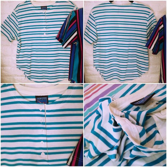 Bulk Lot(3) Vintage 80s Tops Jantzen Classics Lady-M(10) Striped Crew Polo SSL - Picture 7 of 9
